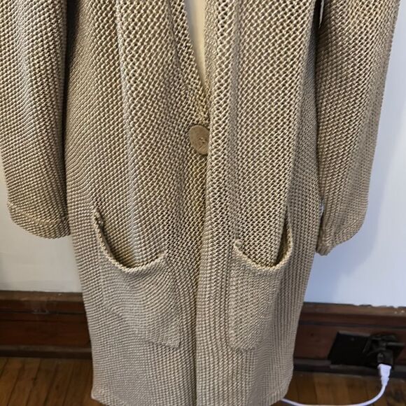 Signature Weekend tan long open long sleeve cardigan with one button Size L - Picture 3 of 11